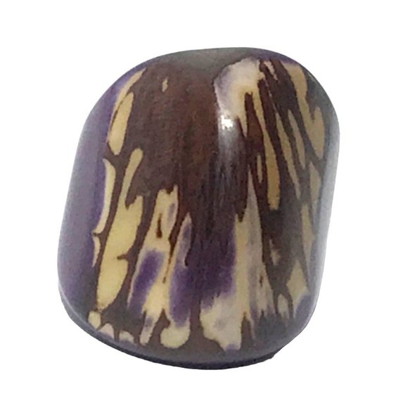 Purple Tagua Nut Ring Sustainable Vegan Ivory Handmade Boho Organic Sz 8 - Picture 5 of 6